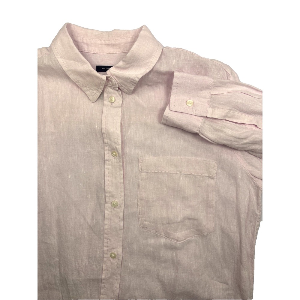 Gap‎ Mens Long Sleeve Button Up Shirt Small Pink Light Iris Linen Casual